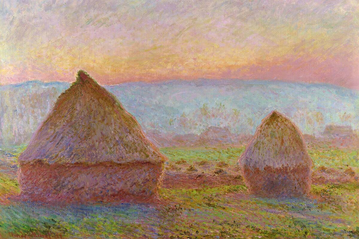 Claude Monet Saman Yığınları Tablosu - Les Meules a Giverny