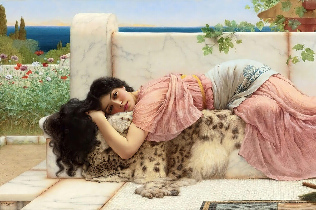 John William Godward : When the Heart is Young Tablosu