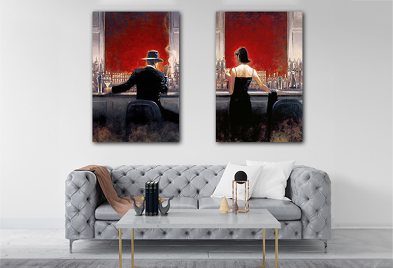 Evening Lounge Dekoratif Seri - Man & Woman 2 Adet Kanvas Tablo
