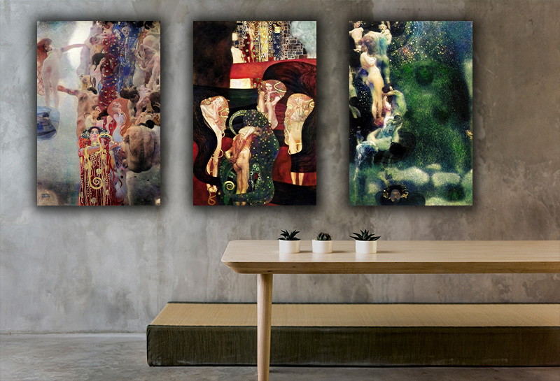 Gustav Klimt'in kayıp üç başyapıtı: Tıp, Hukuk ve Felsefe 3 Adet Kanvas Tablo
